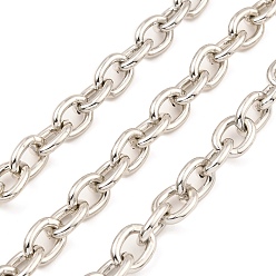 Platinum Oxidation Aluminum Cable Chains, Unwelded, with Spool, Platinum, 13x10x2.5mm, about 65.62 Feet(20m)/Roll