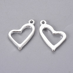 Silver Tibetan Style Alloy Pendants, Lead Free, Nickel Free and Cadmium Free, Heart, 20x11x2mm, Hole: 2mm, about 1330pcs/1000g