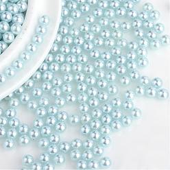Aguamarina Granos de acrílico de la perla de imitación, ningún agujero, rondo, agua, 6 mm, sobre 5000 unidades / bolsa