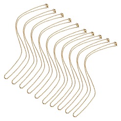 Doré  10 pcs placage ionique (ip) 304 ensemble de colliers de chaîne de câbles en acier inoxydable pour hommes femmes, or, 17.72 pouce (45 cm)
