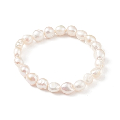 Coquillage De Mer Bracelet extensible en perles de keshi baroque naturel pour femme, couleur de coquillage, diamètre intérieur: 2-1/4 pouce (5.7 cm)