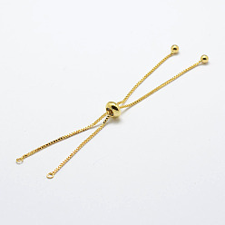 Real 18K Gold Plated Rack Plating Brass Chain Bracelet Making, Long-Lasting Plated, Slider Bracelets Making, Cadmium Free & Nickel Free & Lead Free, Real 18K Gold Plated, Single Chain Length: about 115~120mm
