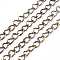 Antique Bronze Brass Twisted Chains, Curb Chains, Soldered, with Spool, Oval, Lead Free & Nickel Free & Cadmium Free, Antique Bronze, 5x4x0.5mm, about 301.83 Feet(92m)/roll
