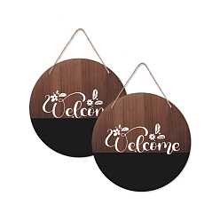 Brun De Noix De Coco Plaque de suspension en bois, accessoires de décoration, plat et circulaire avec le mot, brun coco, 300x5mm