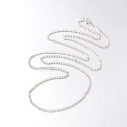Silver Iron Curb Chain Necklaces, with Brass Spring Ring Clasps, Silver Color Plated, 27.7 inch