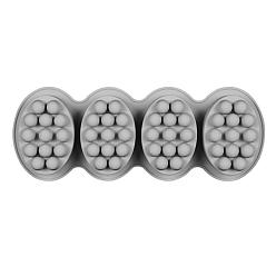 Gray 4 Cavities Silicone Molds, for Handmade Massage Bar Soap Making, Oval, Gray, 280x106x45mm, Inner Diameter: 60x80x43mm