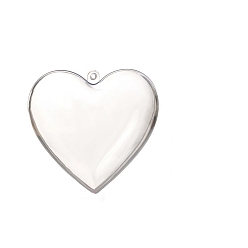 Clear Transparent Plastic Heart Fillable Pendants Decorations, for Christmas Ornament, Clear, 80x78x46mm