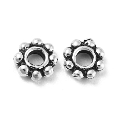 Antique Silver 925 Thailand Sterling Silver Spacer Beads, Daisy Flower, Antique Silver, 5x1.5mm, Hole: 1.6mm