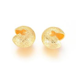 Golden Brass Crimp Beads Covers, Golden, 3.2mm In Diameter, Hole: 1.2mm