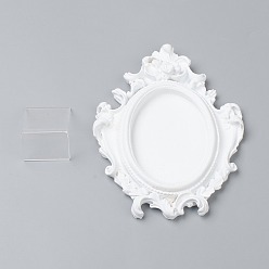 Blanco Soporte de exhibición de la joyería del collar de resina, con soporte de plástico, blanco, 13.15x10x1.45 cm