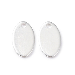 Silver 304 Stainless Steel Charms, Stamping Blank Tag, Oval, Silver, 9x5x1mm, Hole: 1.2mm