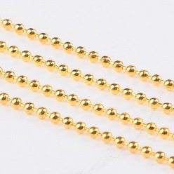 Golden Iron Ball Bead Chains, Soldered, Golden, with Spool, Bead: about 1.5mm in diameter, about 328.08 Feet(100m)/roll
