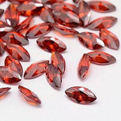 FireBrick Cubic Zirconia Pointed Back Cabochons, Grade A, Faceted, Horse Eye, FireBrick, 10x5x3mm