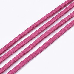 Deep Pink Faux Suede Cord, Faux Suede Lace, Deep Pink, 2.5~2.8x1.5mm, about 1.09 yards(1m)/strand