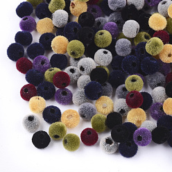 Mixed Color Flocky Acrylic Beads, Round, Mixed Color, 4x3mm, Hole: 1.6mm