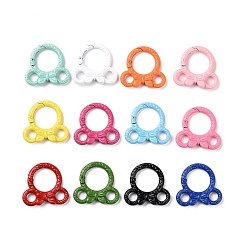 Mixed Color Spray Painted Alloy Spring Gate Rings, Rings with Bowknot, Mixed Color, 35x37.5x7mm, Hole: 7mm, inner diameter: 19mm