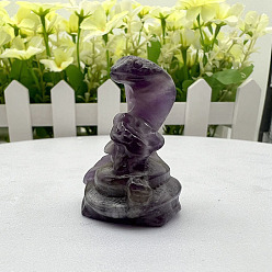 Amethyst Natural Amethyst Carved Healing Snake Figurines, Reiki Energy Stone Display Decorations, 30~40mm