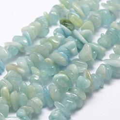 Aguamarina mediana Perlas naturales de color turquesa hebras, pepitas, aguamarina mediana, 10~20x4~8 mm, agujero: 1 mm, 15.3 pulgada (39 cm)