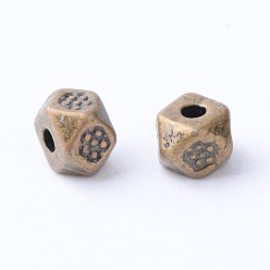 Antique Bronze Tibetan Style Alloy Spacer Beads, Cadmium Free & Nickel Free & Lead Free, Antique Bronze, 4x4x3mm, Hole: 1mm, about 4760pcs/1000g