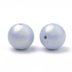 Light Steel Blue Spray Painted Style Acrylic Beads, Rubberized, Round, Light Steel Blue, 8mm, Hole: 1mm, about 1800pcs/500g