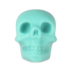 Turquoise Halloween Silicone Focal Beads, Skull, Turquoise, 21x16x20mm, Hole: 2.5mm