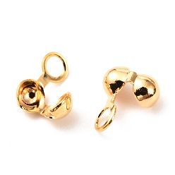 Real 18K Gold Plated Brass Bead Tips, Long-Lasting Plated, Real 18K Gold Plated, 7x6mm, Hole: 2mm, Inner Diameter: 2.5mm