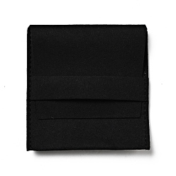Black Microfiber Jewelry Pouches, Foldable Gift Bags, for Ring Necklace Earring Bracelet Jewelry, Square, Black, 8x7.8x0.3cm