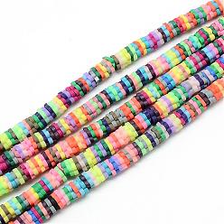 Mixed Color Polymer Clay Bead Strands, Flower, Mixed Color, 4~6x4~6x1~1.5mm, Hole: 2mm, about 313~350pcs/strand, 15.35 inch~16.14 inch