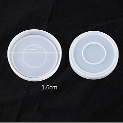 Белый Diy плоская круглая чашка коврик силиконовые формы, формы для подставок, формы для литья смолы, белые, 100x16 мм