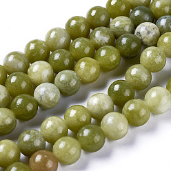 Green Jade Natural Chinese Jade Beads Strands, Round, 6mm, Hole: 1mm, about 64pcs/strand, 15.5 inch