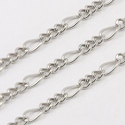 Stainless Steel Color 304 Stainless Steel Figaro Chains, Decorative Chains, Unwelded, Stainless Steel Color, 5~7x3.5x2mm