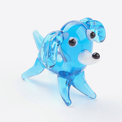 Deep Sky Blue Handmade Lampwork Puppy Home Display Decorations, 3D Beagle Dog, Deep Sky Blue, 25x16x17mm