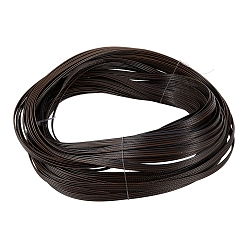 Black PE Plastic Imitation Rattan Wicker, Solid Weaving Material, for DIY, Furniture Knitting, Flat with Stripe Pattern, Black, 8x1.2mm, 32m/roll