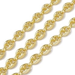 Real 18K Gold Plated Brass Coffee Bean Chains, with Spool, Soldered, Long-Lasting Plated, Cadmium Free & Nickel Free & Lead Free, Real 18K Gold Plated, 13x10x5mm