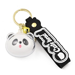 Panda Porte-clés pendentif tête de petit animal en acrylique et pvc, dessin animé, avec anneau porte-clés en alliage, pour sac, clé de voiture, pendentif, décoration, panda, 120mm