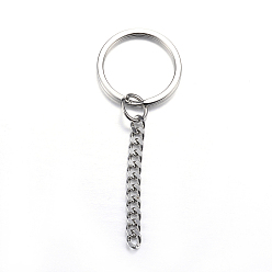 Stainless Steel Color 304 Stainless Steel Split Key Rings, Keychain Clasp Findings, Stainless Steel Color, 69~78mm
