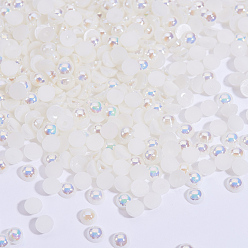 Beige Cabochons en plastique imitation perle abs, accessoires nail art de décoration, demi-tour, beige, 4x2 mm, sur 10000 PCs / sac