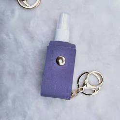 Bleu Ardoise Bouteille de désinfectant pour les mains en plastique avec revêtement en cuir pu, porte-clés portable pour vaporisateur de voyage, bleu ardoise, 10mm
