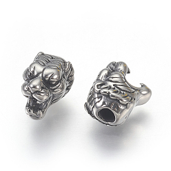 Antique Silver 316 Surgical Stainless Steel Beads, Tiger, Antique Silver, 11x8x9.5mm, Hole: 2.5mm