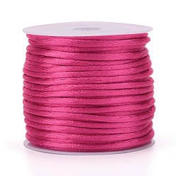 Rosa Oscura Cuerda de nylon, cordón de cola de rata de satén, para hacer bisutería, anudado chino, de color rosa oscuro, 2 mm, aproximadamente 10.93 yardas (10 m) / rollo