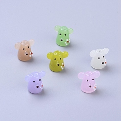 Mixed Color Handmade Lampwork Beads, Cartoon Mouse, Mixed Color, 18~20x16~20x14~16mm, Hole: 1.6mm