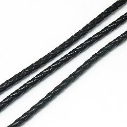 Black Leather Braided Cord, Black, 5mm, about 54.68 yards(50m)/bundle