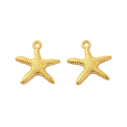 Golden Tibetan Style Alloy Pendants, Cadmium Free & Nickel Free & Lead Free, Starfish/Sea Stars, Golden, 19.5x19x2mm, hole: 2mm.