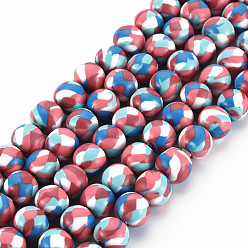 Corail Clair Brin de perles pate polymère faits à la main , pour les fournitures de bricolage bijoux artisanat, ronde, corail lumière, 8.5~9x8mm, Trou: 1.8mm, Environ 40 pcs/chapelet, 12.80 pouce (32.5 cm)