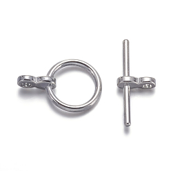 Platinum Tibetan Style Toggle Clasps, Lead Free and Cadmium Free, Platinum Color, Ring: 17x12x4mm, Bar: 8x19x4mm, Hole: 2mm