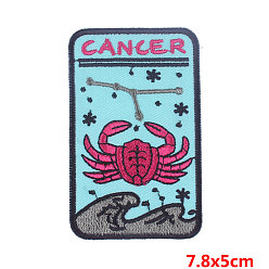 Cancer Rectangle with Constellation Computerized Embroidery Cloth Iron on/Sew on Patches, Costume Accessories, Cancer, 78x50mm