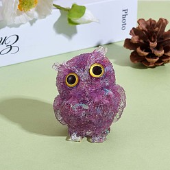 Purple Crystal Owl Figurine Collectible, Crystal Owl Glass Figurine, Crystal Owl Figurine Ornament, for Home Office Decor Gifts Owl Lovers, Purple, 60x51x43mm
