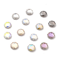 Mixed Color K5 Faceted Glass Rhinestone Cabochons, Flat Back & Back Plated, Flat Round, Mixed Color, 10x10x3.5mm