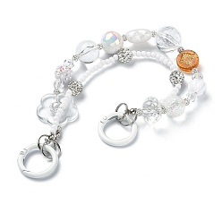 Clear Acrylic Beaded Mobile Straps, Multifunctional Chain, with Alloy Spring Gate Ring, Clear, 25.5cm