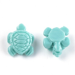 Pale Turquoise Synthetic Coral Beads, Dyed, Sea Turtle, Pale Turquoise, 12x10x5.5mm, Hole: 1.2mm